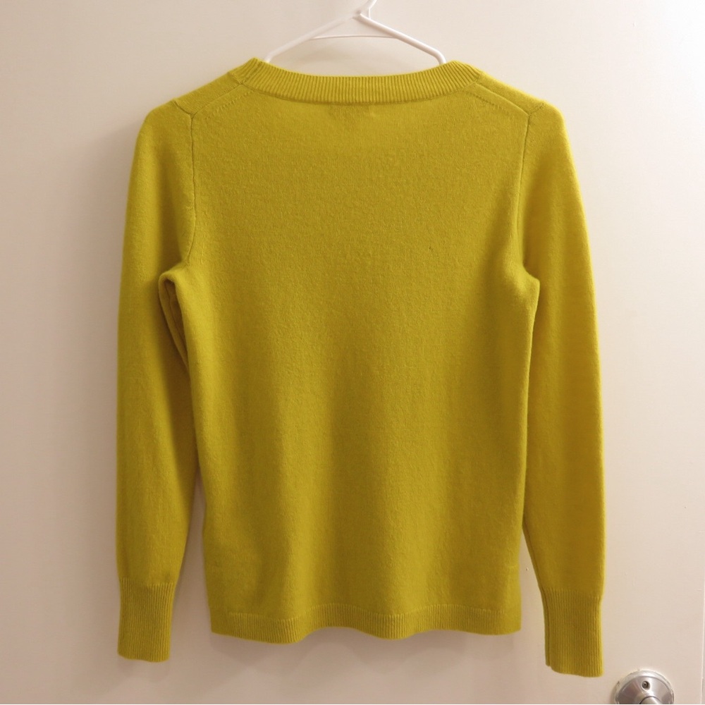 J. Crew 100% Cashmere Yellow Crewneck Sweater XXS - Gently Used, Flaws - Picture 2 of 10